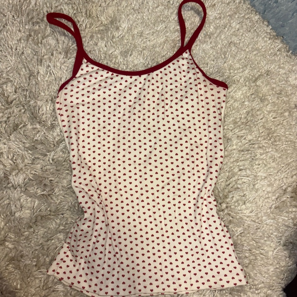 Brandy Melville Red and White Heart Camisole